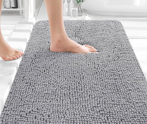 lot 4588 image: Stiio Bathroom Rugs, Bath Mats for Bathroom, Extra Soft and Water Absorbent, Non Slip Washable Mat for Floor, Tub and Shower, Front Door Entrance Inside Doormat, 20x30 Inches Grey - Retail $0
