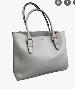 lot 4593 image: Kate Spade Cove Street Airel Leather ToteShoulder Bag Light Gray Large - Retail $0