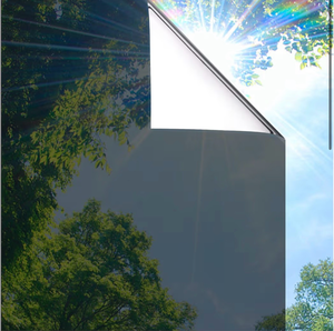 lot 4606 image: Coavas One Way Privacy Window Film, Heat Control Window Tint for Home, Sun Blocking Reflective Window Film See Out Not in, Anti UV Static Cling for Windows Office Door (Black, 17.7in x 6.6ft) - Retail $0
