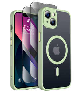 lot 4622 image: SEXYMOM Magnetic for iPhone 13 Case with Privacy Screen Protectors X2 - Upgraded Camera Protection - Compatible with Magsafe,21ft Drop Tested,Slim Fit Translucent Matte Phone Case - Tea Green - Retail $0