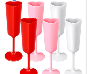 lot 4643 image: Nuogo 6 Pcs Valentines Day Heart Plastic Champagne Flutes, 6 oz Galentines Toasting Champagne Flute for Wedding, Heart Shaped Plastic Goblets for Bachelorette Party Celebrations Supplies( - Retail $0
