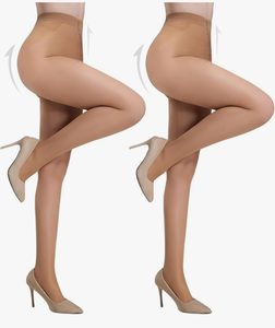 lot 4660 image: G&Y 2 Pairs Womens Control Top Pantyhose - 40D Sheer Tights Tummy Control Support Stockings - Retail $0