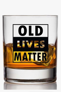 lot 4662 image: CARVELITA Old Lives Matter 11oz Engraved Whiskey Glass, Funny Retirement Or Birthday Gifts For Dad, For Men, Grandpa, Over The Hill Gag Gifts, For Senior Citizen, 50th Birthday Gifts For Men - Retail $0