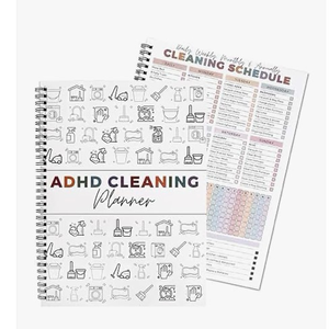 lot 4663 image: ADHD Cleaning Planner for Women �� Reusable Deep Clean Checklists, Gentle Daily & Weekly Cleaning System, 100 GSM No-Bleed Paper, Waterproof PVC Cover, Spiral Bound Planner for Overwhelmed Homes (1, goldenpurple) - Retail $0