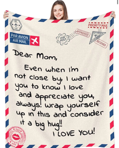 lot 4665 image: weigelia Dear Mom Throw Blanket - Soft Fleece Throw Blanket for Mom Gifts, Warm & Cozy Mothers Day Birthday from Daughter Son, Lovly Blanket Gift for Bed, Sofa (Beige, 50 x 60) - Retail $0