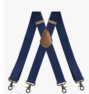 lot 4668 image: Suspenders for Men Heavy Duty 1.5 Inch Wide Adjustable Elastic Straps Vintage X-back Work Mens Suspender with Hooks - Retail $0