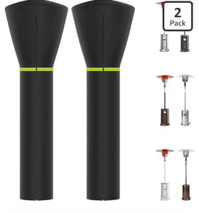 lot 4674 image: 2-pack Patio Heater Covers with Reflective Strips, Waterproof, Dustproof,Fits for East OakFire SenseHampton Bay Outdoor Garden Standing Heater, Black,89 Height x 33 Dome x 19 Base - Retail $0