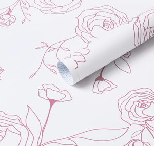 lot 4678 image: Safiyya 393x17.3 Pink Floral Peel and Stick Wallpaper Modern Contact Paper Removable Wallpaper for Bedroom Vinyl Rolls - Retail $0