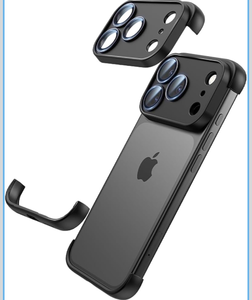 lot 4679 image: for iPhone 17 Pro Bumper Case Compatible with MagSafe, Minimalist Frameless Corner Protection Pad with Camera Lens Protector, No Back Soft Silicone TPU Shockproof for iPhone17 Pro (Black) - Retail $0