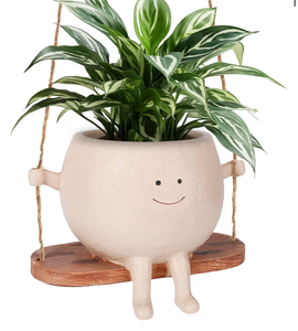 lot 4685 image: Smiley Face Flower Pot, Swinging Smiley Face Hanging Planter, Cute Swinging Planter, Hanging Planter with Unique Design, Suitable for Indoor and Outdoor Decoration - Retail $0