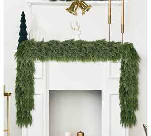 lot 4688 image: 6FT Faux Cedar Garland Realistic,Real Touch Christmas Cedar Garland, Bendable Branches for Mantel Decor, Fireplace, Staircase, Table Centerpiece,IndoorOutdoor Holiday Winter Decor (6FT) - Retail $0