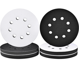 lot 4689 image: 6 Pack 5 Inch 8 Hole Foam Sanding Pads, Soft Density Interface Pad, Hook and Loop Sponge Cushion Buffer Backing Pad Replacement for Orbital Sander - Retail $0