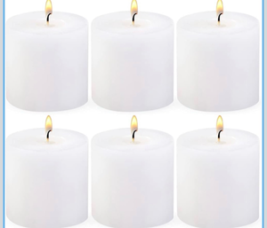 lot 4690 image: Pack 3x3 Inch Pillar Candles, Unscented Column Candles for Home Restaurants Spa Church Weddings, Smokeless Dripless and Clean Burning Emergency Candle - White - Retail $0