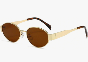 lot 4713 image: AIEYEZO Retro Oval Sunglasses for Women Fashion Polarized Sun Glasses Oval Metal Frames UV400 Protection Lens - Retail $0