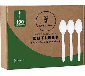 lot 4715 image: Disposable CPLA Spoon Set - 190 PCS Eco Friendly & Durable CPLA Dinner spoons for food, Outdoor, wedding Party, Camping & More - Retail $0