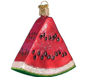lot 4725 image: Old World Christmas Watermelon Wedge Glass Blown Ornament for Christmas Tree, Handcrafted Holiday Decoration, Fruit Collection - Retail $0
