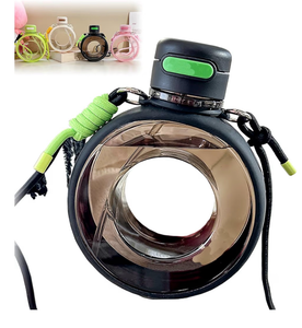 lot 4730 image: METALIFE Circular Sports Water Bottle �� Green, 700ml, Leakproof with Long Strap (Black) - Retail $0