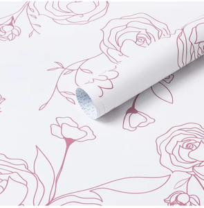 lot 4738 image: Safiyya 393x17.3 Pink Floral Peel and Stick Wallpaper Modern Contact Paper Removable Wallpaper for Bedroom Vinyl Rolls - Retail $0