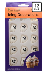 lot 4746 image: PME Halloween Edible Sugar Decorations - Friendly Ghosts (Set of 12) - Retail $0