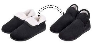 lot 13171 image: Womens Fuzzy Slippers Booties, Black, EU Size 36-37