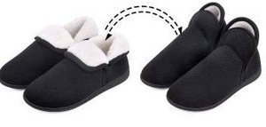 lot 13196 image: Womens Fuzzy Slippers Booties, Black, EU Size 36-37