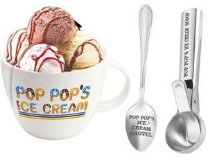 lot 13220 image: Pop Pops Ice Cream Bowl Scoop Shovel Spoon Set