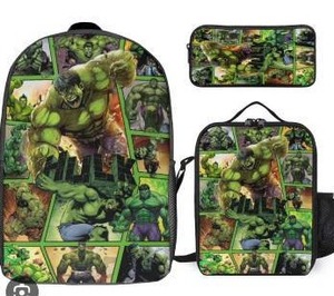 lot 13237 image: Hulk Backpack Set with Lunch Box and Pencil Case