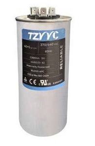 lot 13258 image: TZYYC 405 MFD 370V or 440V 405 MFD Dual Run Start Round AC Capacitor