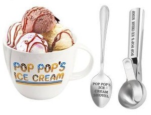 lot 13260 image: Pop Pops Ice Cream Bowl Scoop Shovel Spoon Set