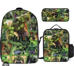 lot 13300 image: Hulk Backpack Set with Lunch Box and Pencil Case