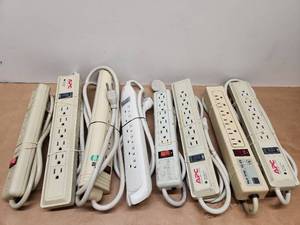 lot 15 image: Lot of 8 Mixed Brand Power Strips and Extension Cords Lot