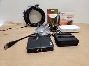 lot 35 image: Network Equipment Bundle with Router, Extender, Cables and Accessories