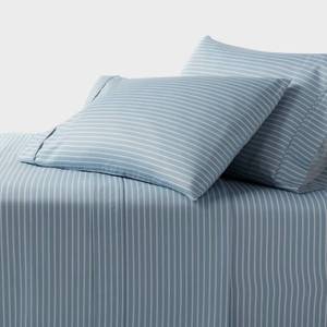 lot 1440 image: King 400 Thread Count Performance Sheet Set Blue Stripe - Threshold - Retail $65