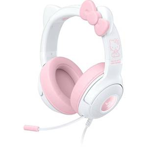 lot 1456 image: Razer Kraken Kitty V2 Wired USB A Gaming Headset with Kitty Ears and Chroma RGB Lighting - Hello Kitty Edition Compatible with Personal Computer - Retail $110