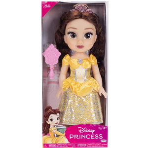 lot 1479 image: Disney Princess My Friend Belle Doll 14 inch Tall Includes Removable Outfit  Tiara  Shoes & Brush - Retail $39