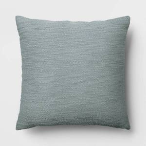 lot 1480 image: Oversized Square Cotton Boucle Reversible Throw Pillow with Linen Light Washed Green - Threshold - Retail $30