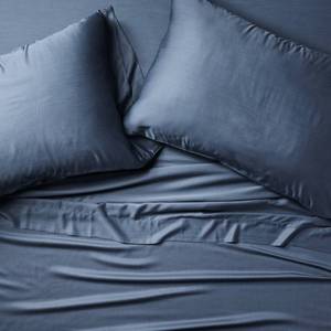 lot 1499 image: King 400 Thread Count Rayon from Bamboo Sheet Set Dark Mineral Blue - Casaluna - Retail $120