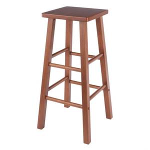 lot 1511 image: Winsome Carrick Barstool Teak Solid Wood Construction, 29in High, Square Seat, Footrests - Retail $87