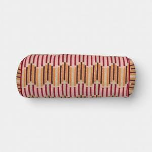 lot 1518 image: 8x20 Wavy Stripe Woven Bolster Pillow Multi-Warm - Threshold - Retail $30