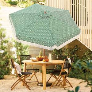 lot 1519 image: 7.5 Cane Fringe Outdoor Patio Umbrella Green - Tempera - Retail $101