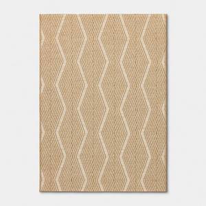 lot 1520 image: 5x7 Wavy Striped Rectangular Woven Outdoor Area Rug Ivory - Threshold - Retail $70