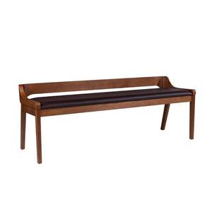 lot 1538 image: Boraam Rasmus Low Back Acacia Wood Dining Bench with Faux Leather Upholstery OPENED TO INSPECT - Retail $589
