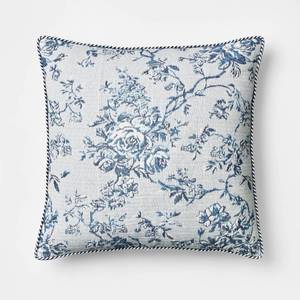 lot 1560 image: Oversized Square Floral Jacquard Pillow Blue - Threshold designed with Studio McGee - Retail $40