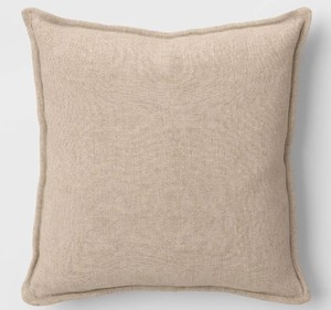 lot 1427 image: Square Linen Throw Pillow with Flange Neutral - Threshold - Retail $20