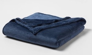lot 1503 image: FullQueen Microplush Bed Blanket Metallic Blue - Threshold - Retail $40
