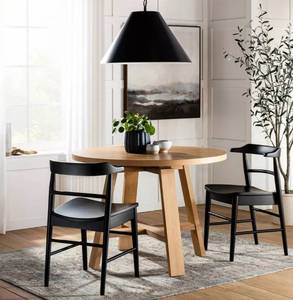 lot 1529 image: 2pk Kaysville Curved Back Wood Dining Chair Black - Threshold designed with Studio McGee Rubberwood Frame, Non-Upholstered, 250lb Capacity - Retail $200
