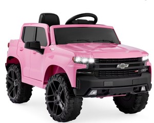lot 1535 image: Best Choice Products 12V 2.5 MPH Licensed Chevrolet Silverado Ride On Truck Car Toy w Parent Remote Control - Pink - Retail $386