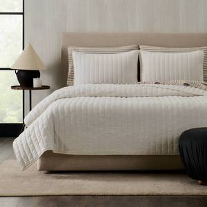 lot 1672 image: Jeremiah Brent Home 3pc FullQueen Channel Rice Stitch Gauze Quilt Set Cream - Retail $89