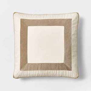 lot 1690 image: 22 Velvet Border Pillow Taupe - Threshold designed with Studio McGee - Retail $40