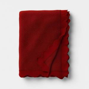 lot 1708 image: Valentines Day Heart Knit Throw with Scalloped Trim red - Threshold - Retail $25